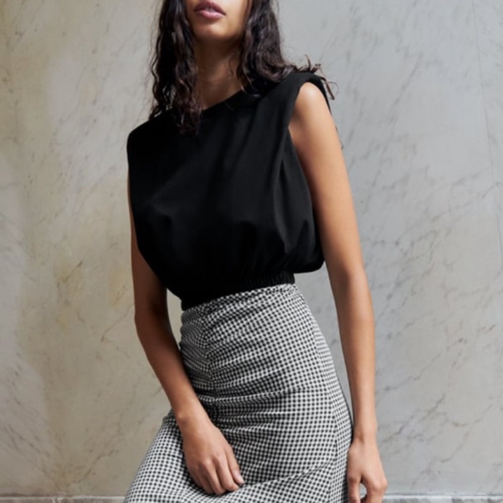 NWT Zara Padded Shoulder Crop Top - Picture 7 of 16
